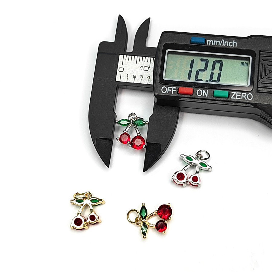 Подвеска Вишенки (ягодки) 13 мм с фианитами, ШТУКА