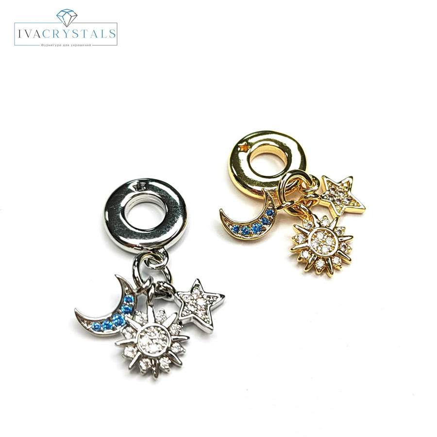 Подвеска из трёх предметов Луна - Солнце - Звезда 24 мм, штука