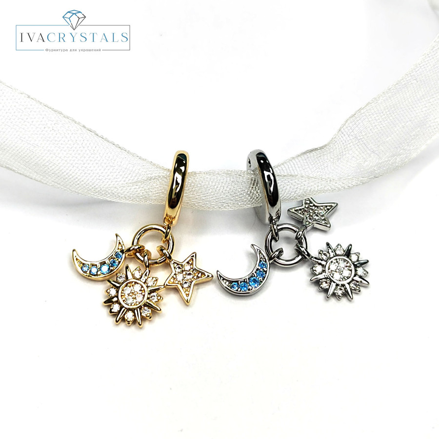 Подвеска из трёх предметов Луна - Солнце - Звезда 24 мм, штука