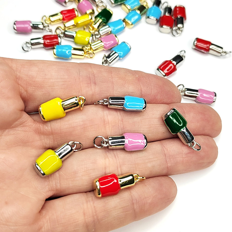 Подвеска Лак для ногтей 18х8 мм, цвет эмали Жёлтый, штука