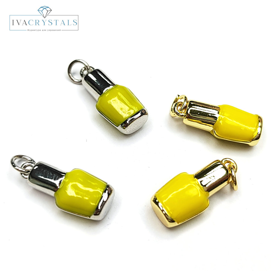Подвеска Лак для ногтей 18х8 мм, цвет эмали Жёлтый, штука