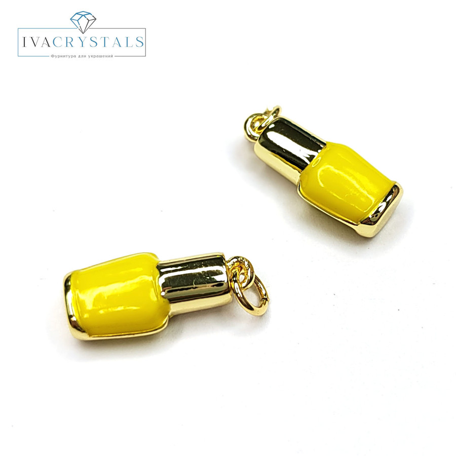 Подвеска Лак для ногтей 18х8 мм, цвет эмали Жёлтый, штука покрытие Позолота