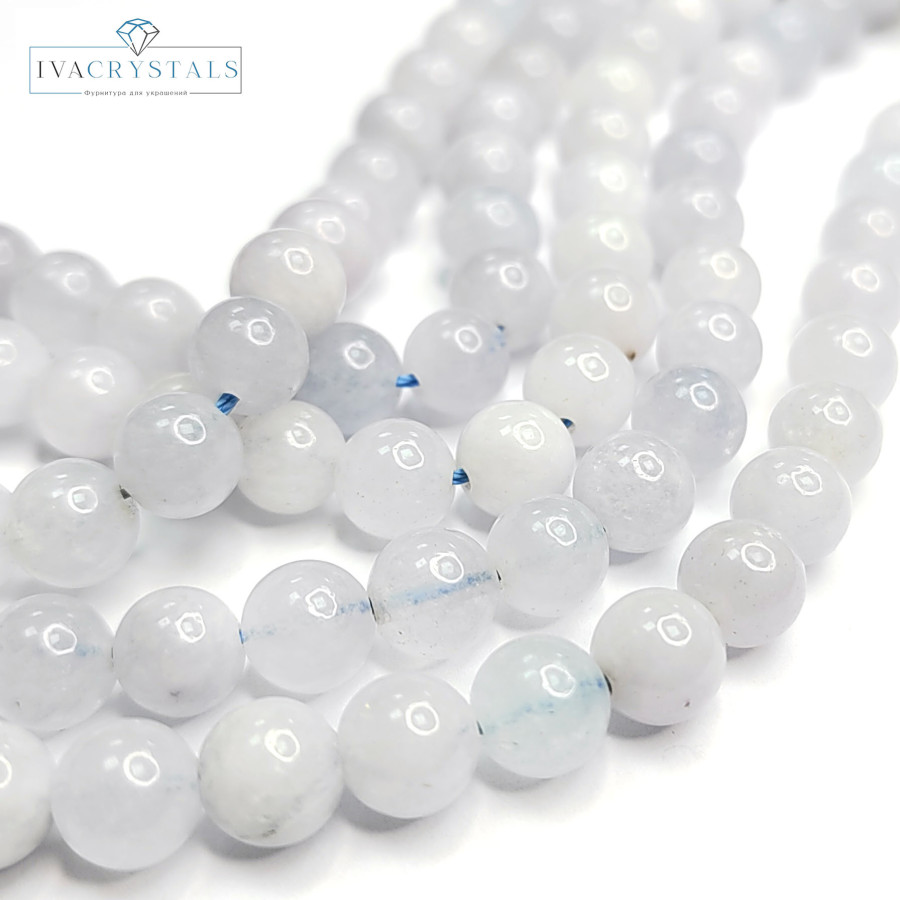 Кварц сиреневый 8 мм, нить 38-39 см Бледно-сиреневый