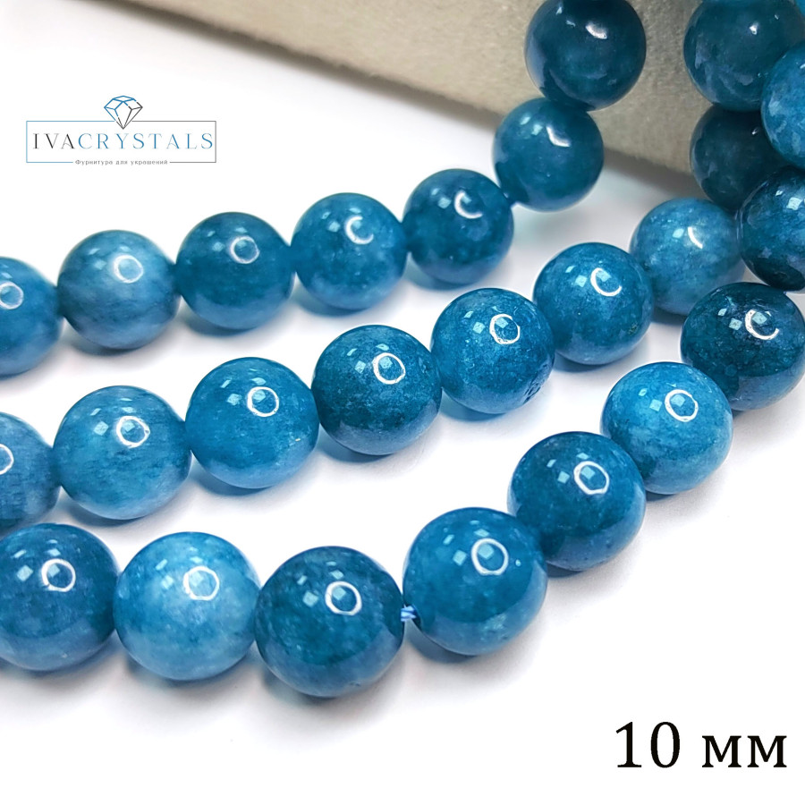 Кварц аквамариновый 10 мм, нить 38-39 с