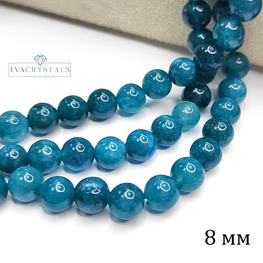 Кварц аквамариновый 8 мм, нить 38-39 см