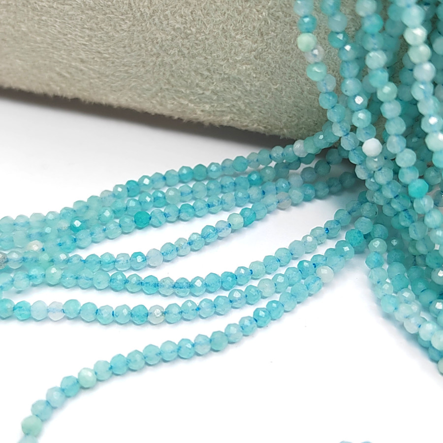 2 мм Амазонит граненый натуральный, НИТЬ 38,5 см
