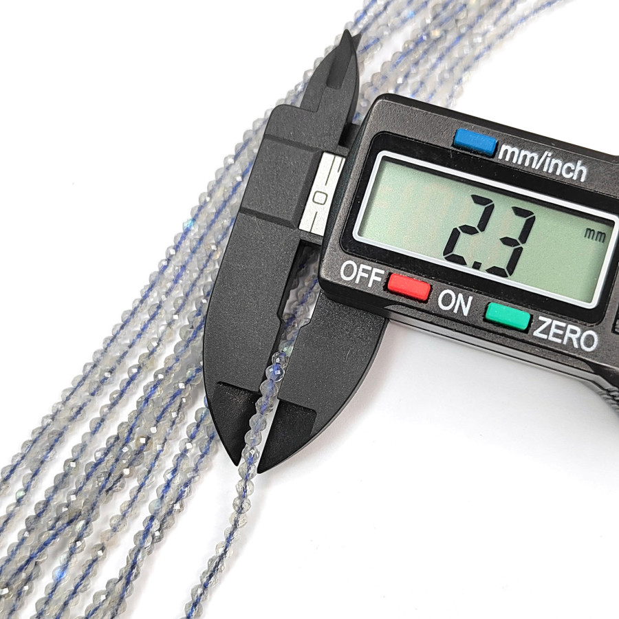 Лабрадор граненый натуральный камень с сильной иризацией, нить 39 см 2 мм