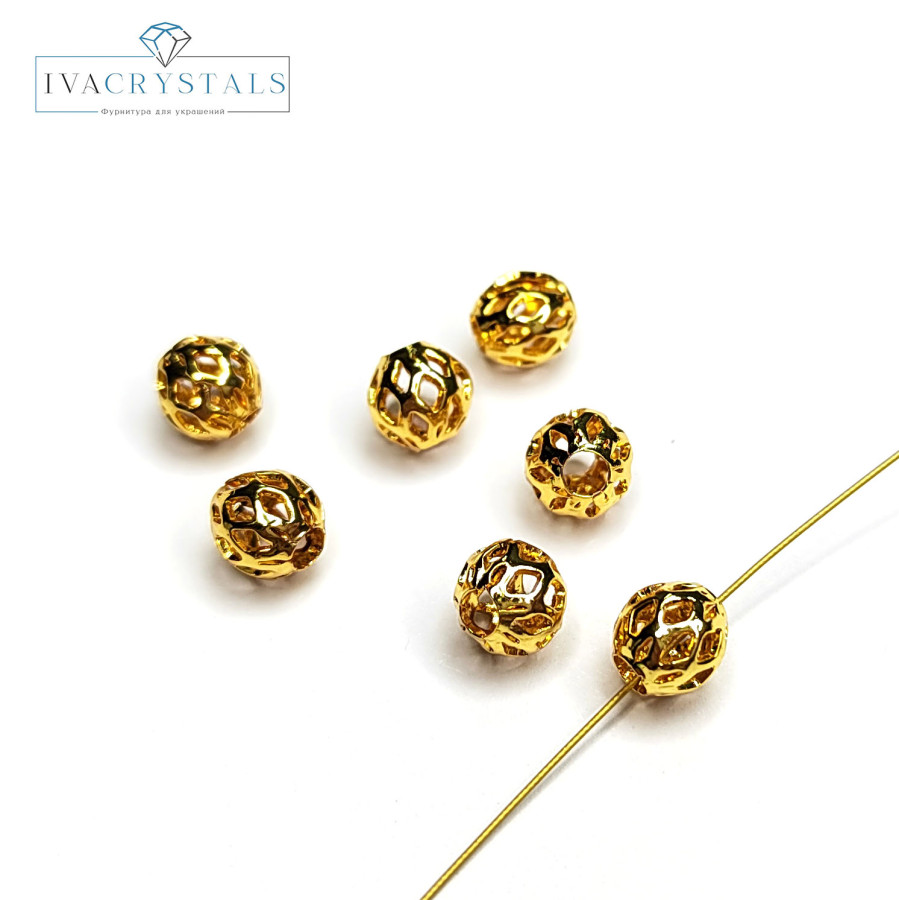 5,5 мм Разделительные бусины ажурные, ШТУКА цвет \"Жёлтое золото\"
