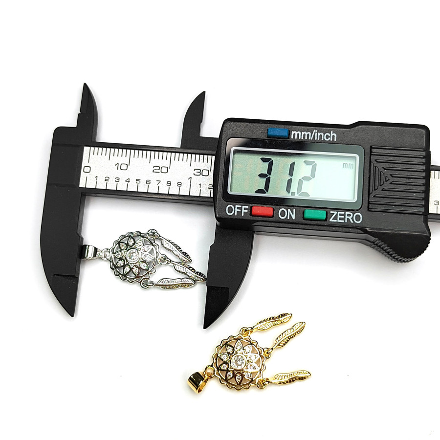 Подвеска Ловец снов 31х15 мм с фианитами, ШТУКА