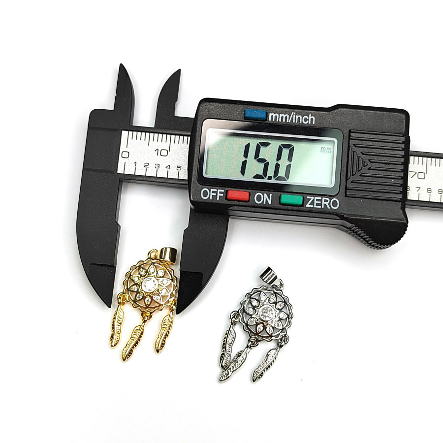 Подвеска Ловец снов 31х15 мм с фианитами, ШТУКА