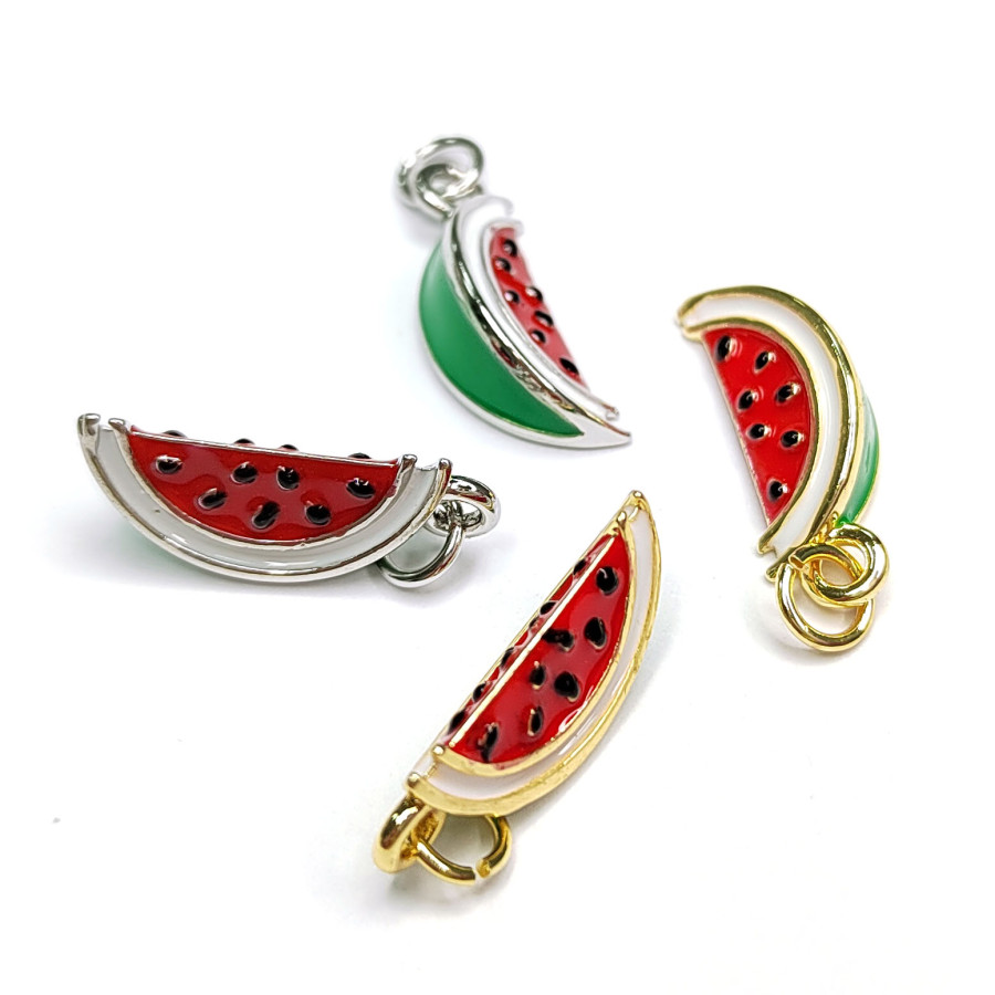 Подвеска Долька арбуза 16х6 мм с эмалью, штука