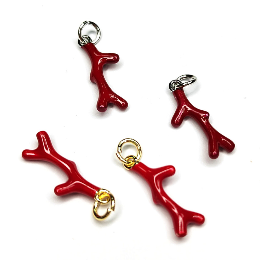Подвеска красный Коралл 18х6 мм, штука