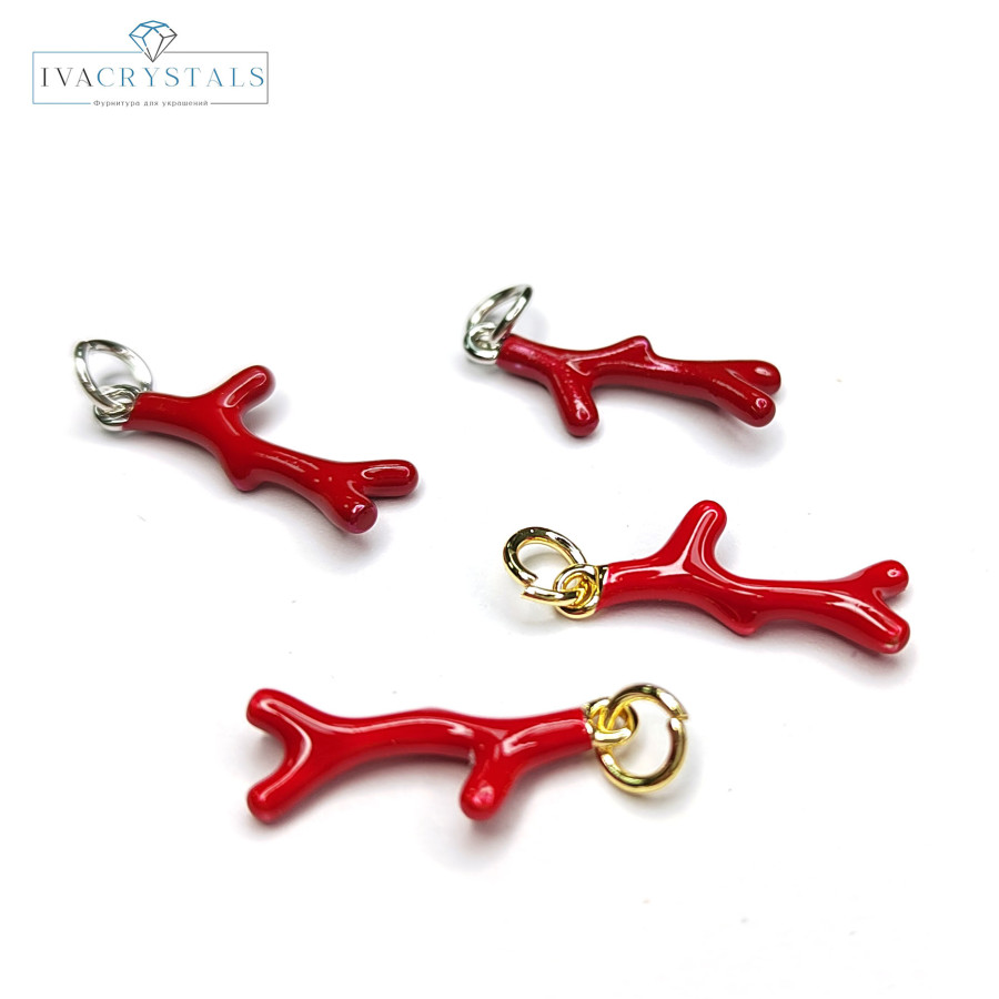Подвеска красный Коралл 18х6 мм, штука