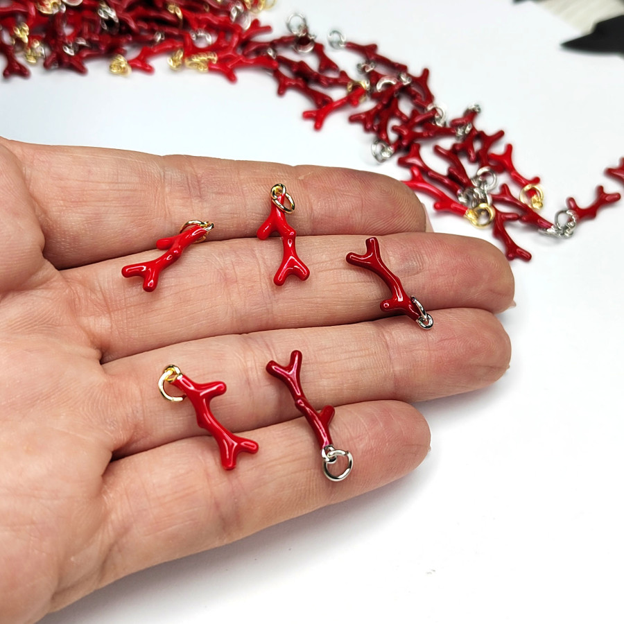 Подвеска красный Коралл 18х6 мм, штука