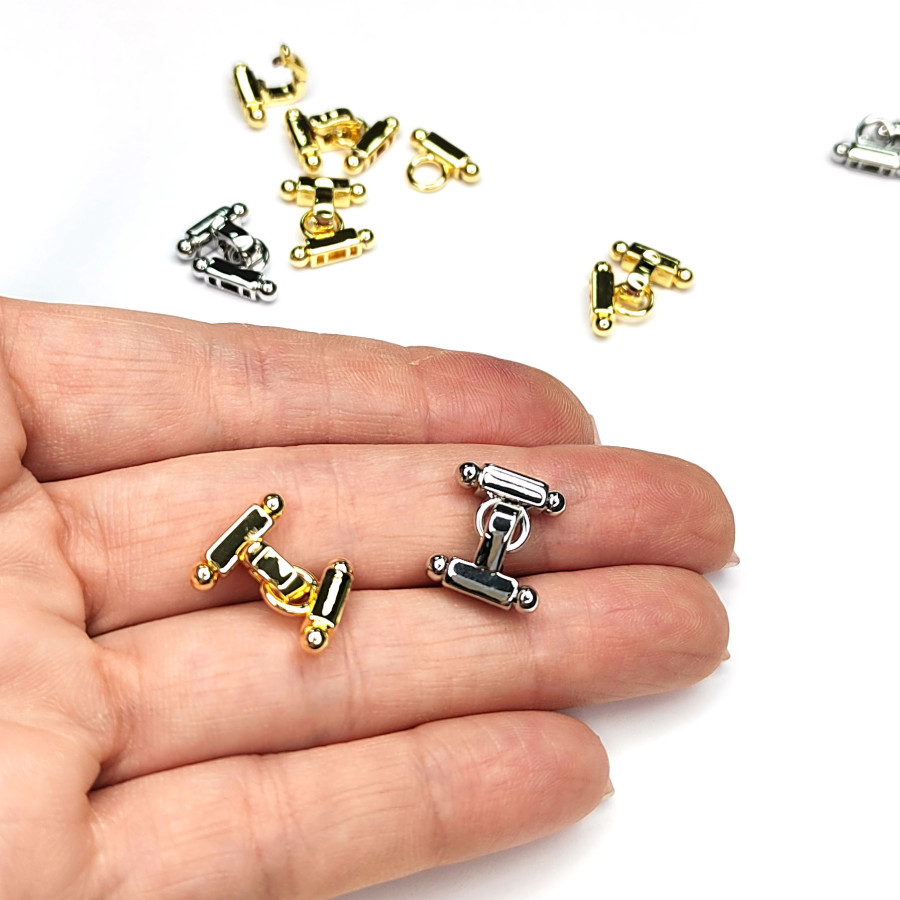 Замочек двухрядный 15х13 мм, карабин застёжка, штука