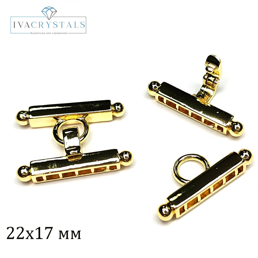 Замочек пятирядный 22х17 мм, карабин застёжка, штука покрытие Позолота