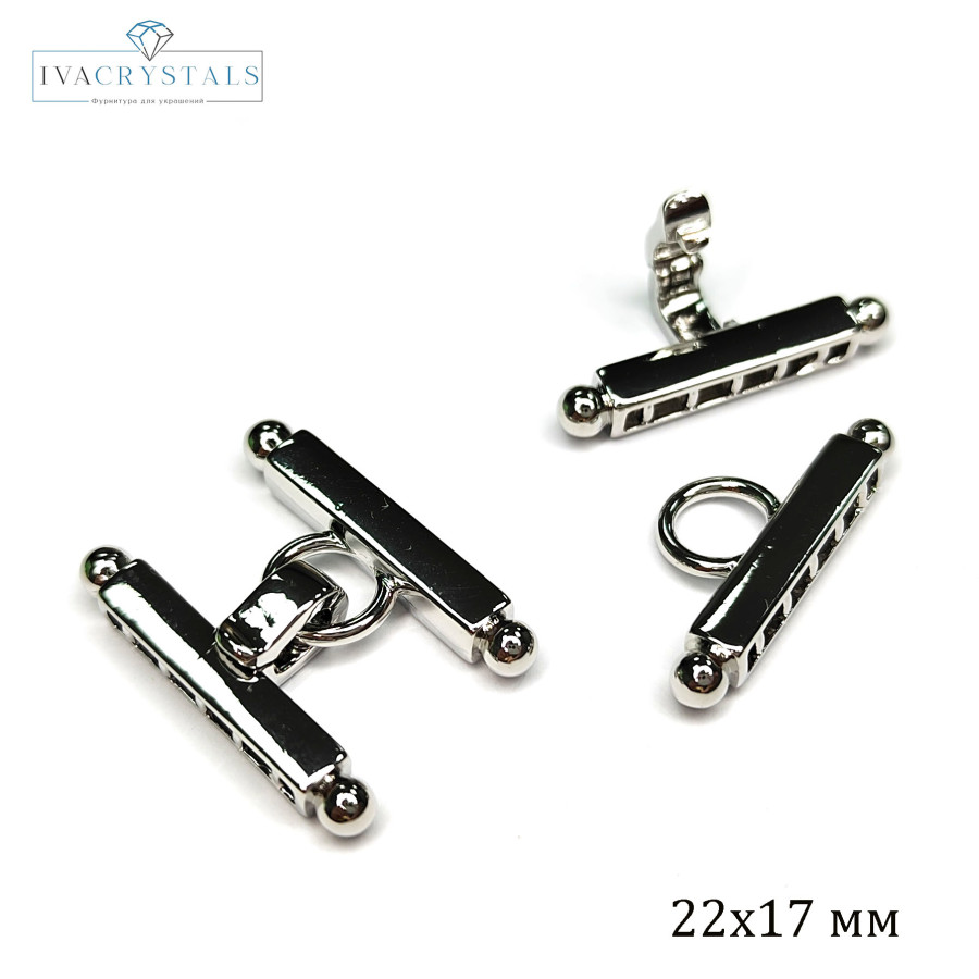 Замочек пятирядный 22х17 мм, карабин застёжка, штука покрытие Родий