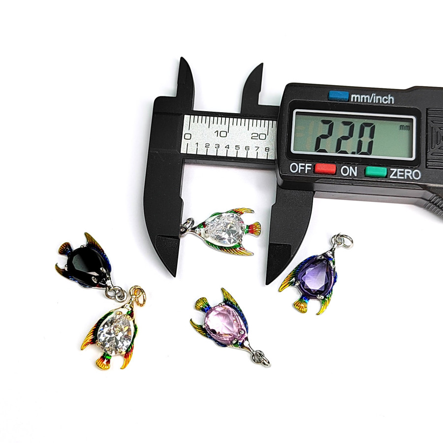 Подвеска Рыбка 22х12 мм с прозрачным фианитом, штука