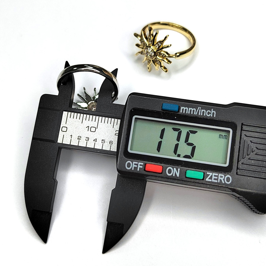 Кольцо безразмерное с фианитами, Солнце 17,5 мм