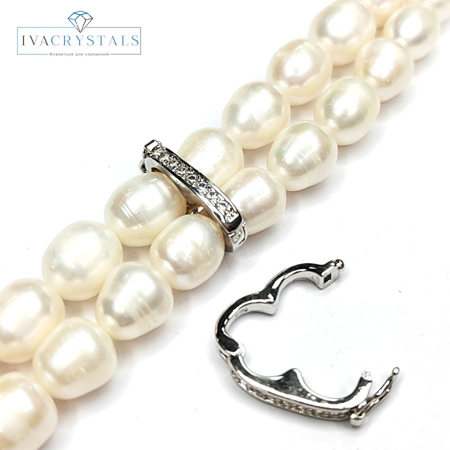 Бейл разъемный 20х10 мм с фианитами, штука покрытие Родий