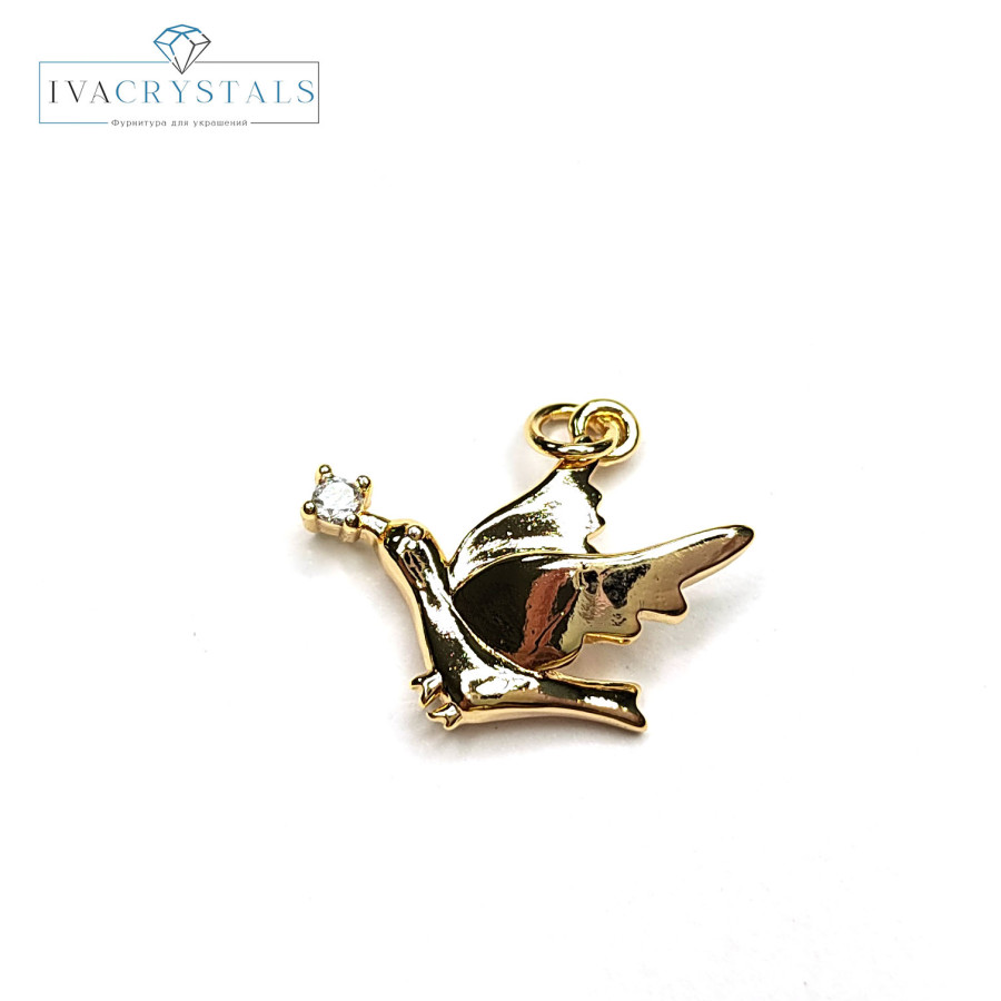 Подвеска Птичка Голубь 18х15 мм, штука покрытие Позолота