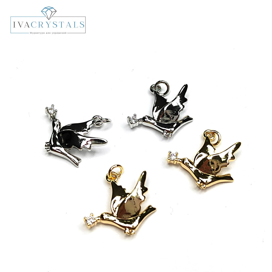 Подвеска Птичка Голубь 18х15 мм, штука