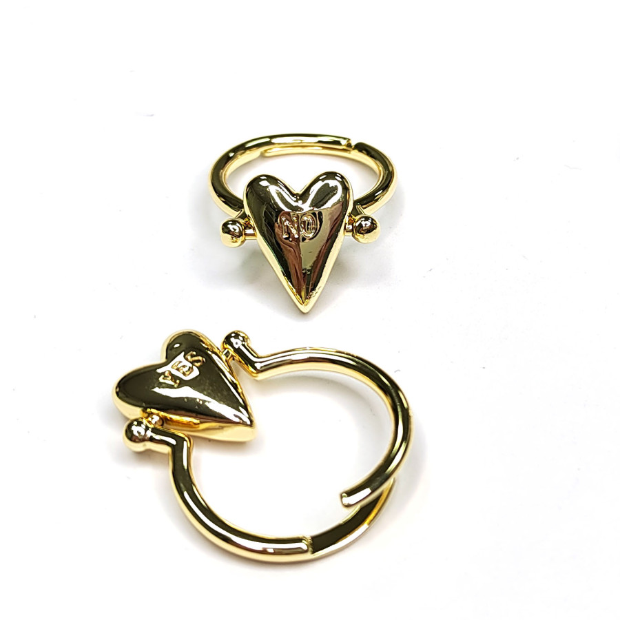 Кольцо безразмерное Yes - No, Сердечко 15 мм, штука