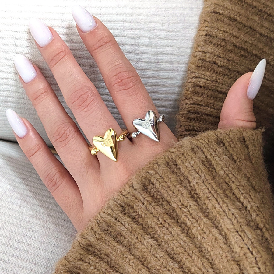 Кольцо безразмерное Yes - No, Сердечко 15 мм, штука