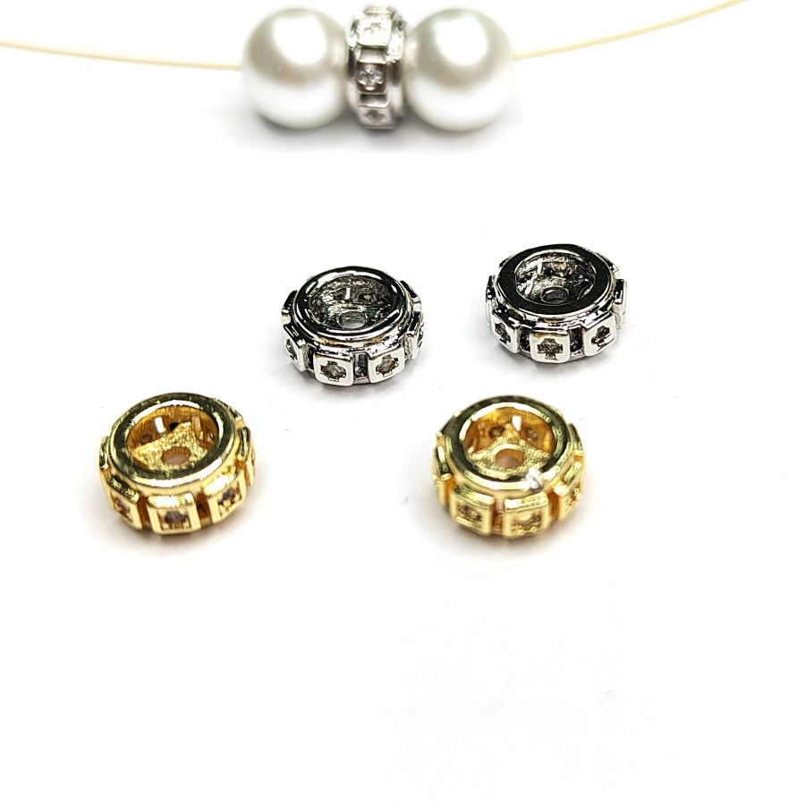 7,6х3,6 мм Разделительная бусина с фианитами, ШТУКА