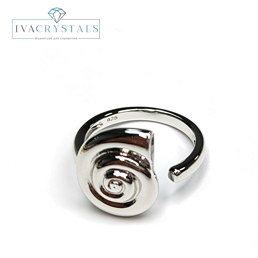 Кольцо безразмерное, Ракушка 16х13 мм, штука Родий