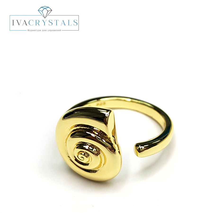 Кольцо безразмерное, Ракушка 16х13 мм, штука Позолота