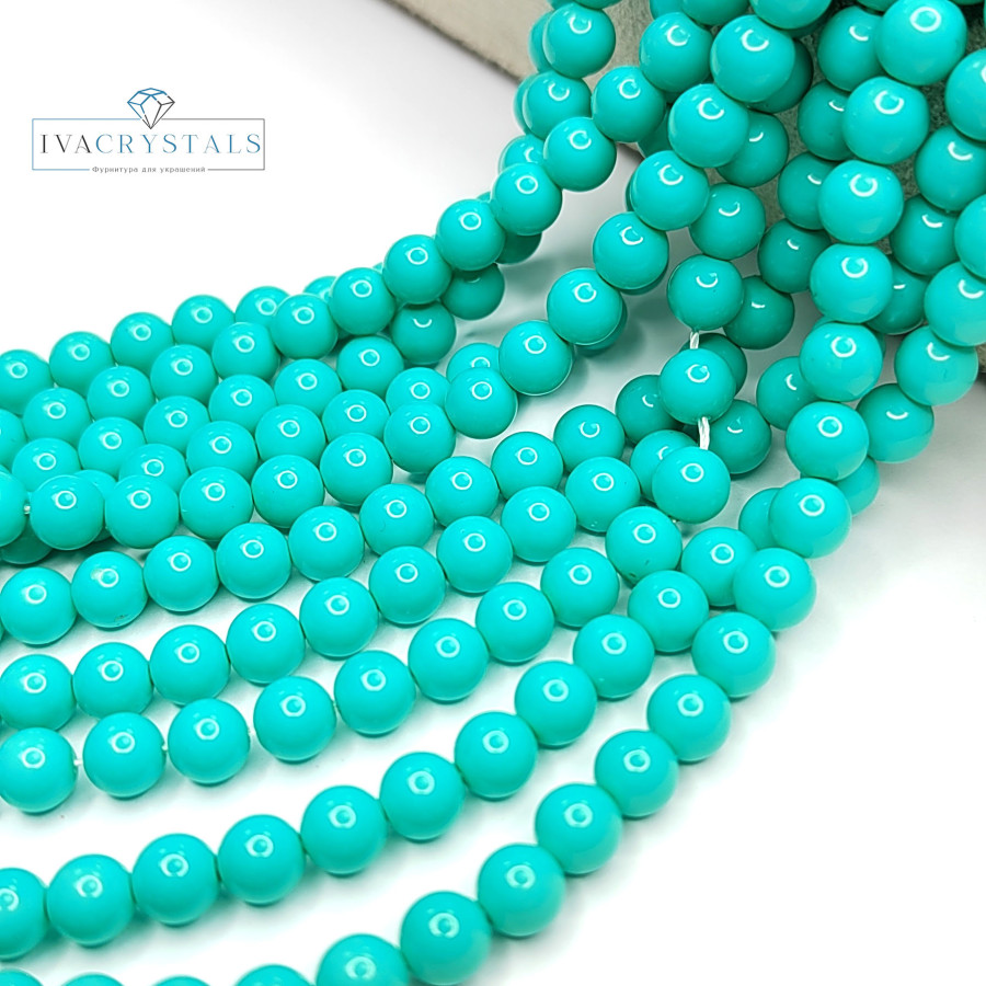 Майорка Стеклянный жемчуг цвет Мятный (зелёный), нить 40-41 см