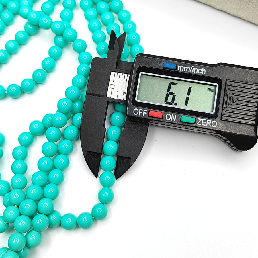 Майорка Стеклянный жемчуг цвет Мятный (зелёный), нить 40-41 см 6 мм