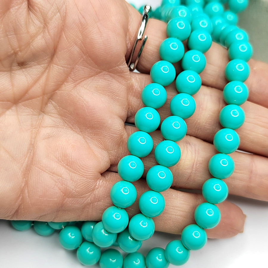 Майорка Стеклянный жемчуг цвет Мятный (зелёный), нить 40-41 см