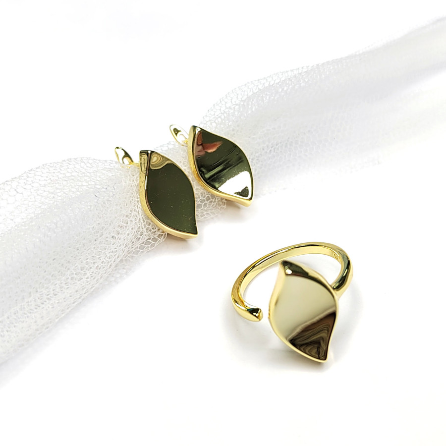 Кольцо глянцевое безразмерное, Ромбик 18х10 мм, штука