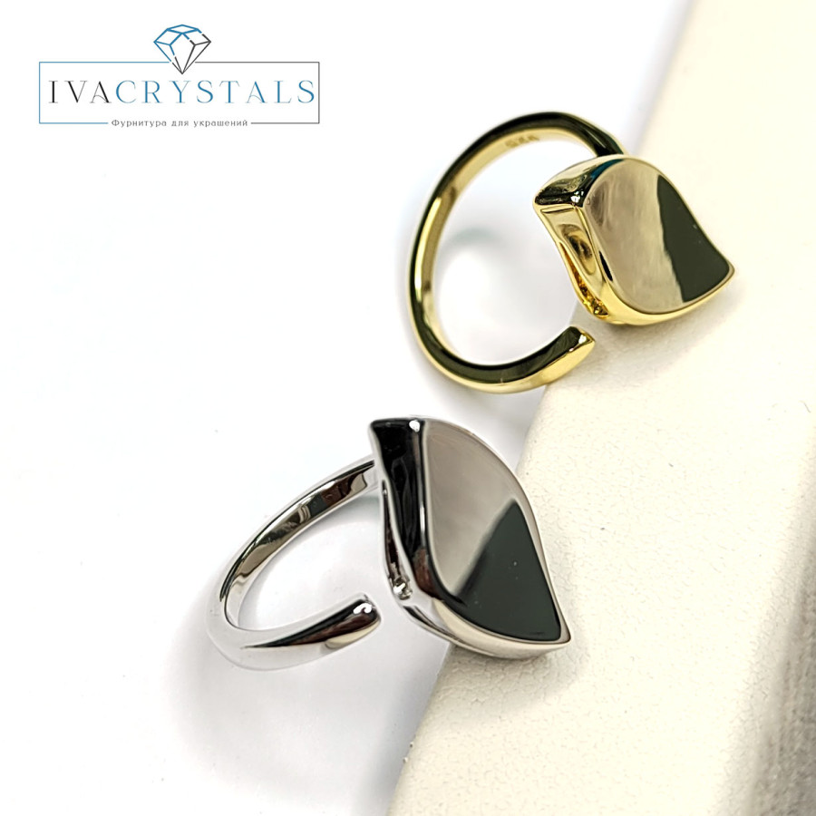 Кольцо глянцевое безразмерное, Ромбик 18х10 мм, штука