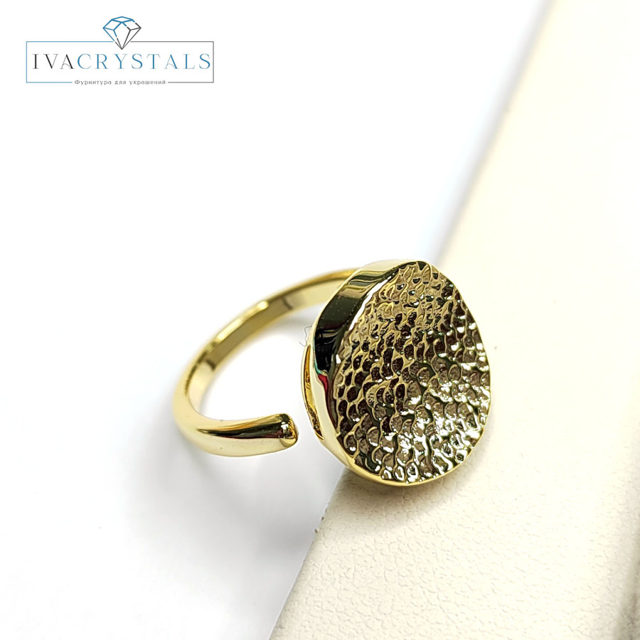 Кольцо текстурное безразмерное, Круг 14 мм, штука Позолота