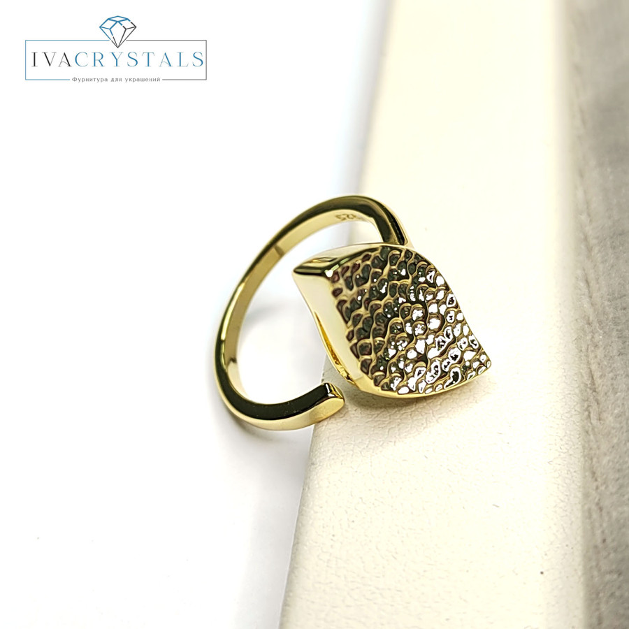 Кольцо текстурное безразмерное, Ромбик 18х10 мм, штука Позолота