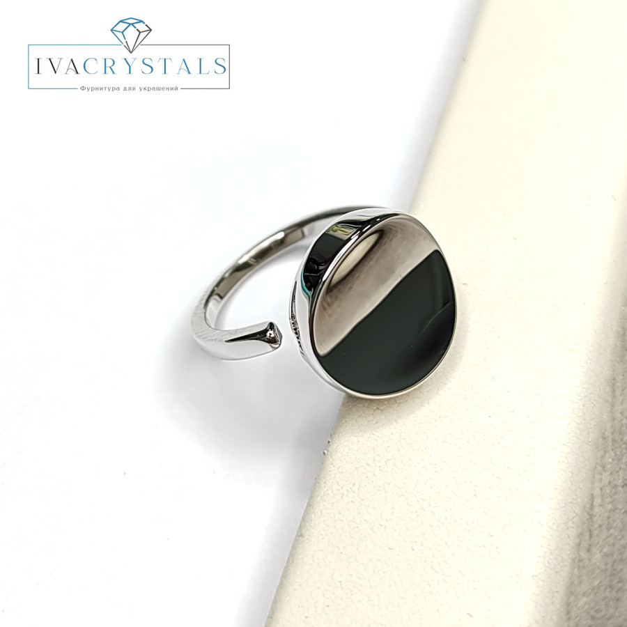 Кольцо глянцевое безразмерное, Круг 14 мм, штука Родий