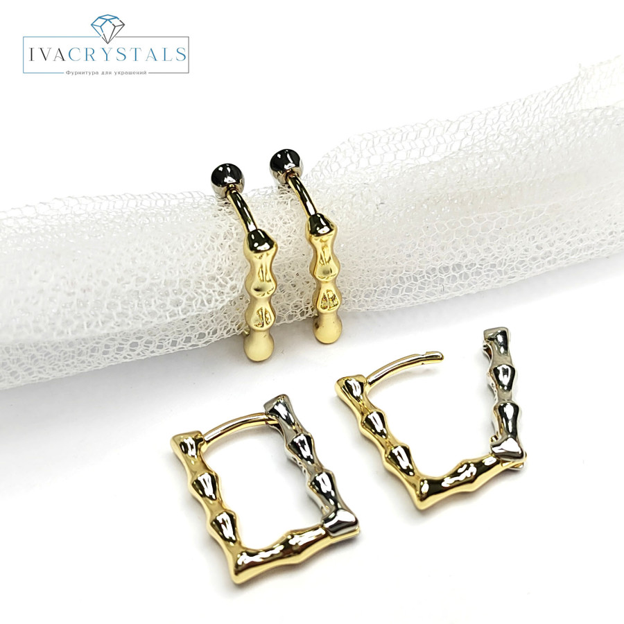 Швензы Конго прямоугольные Бамбук 16х12х3 мм, пара цвет Биколор