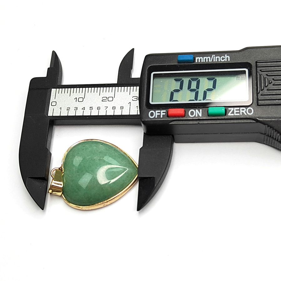 Крупная подвеска Сердце Нефрит 29х24 мм, покрытие Позолота, штука