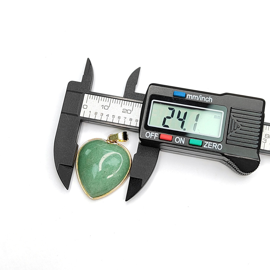 Крупная подвеска Сердце Нефрит 29х24 мм, покрытие Позолота, штука