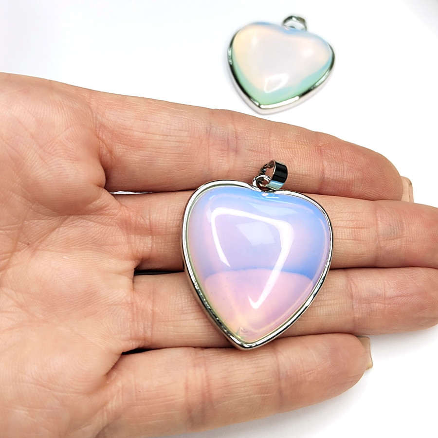 Крупная подвеска Сердце акриловое 34х32 мм, покрытие Родий, штука