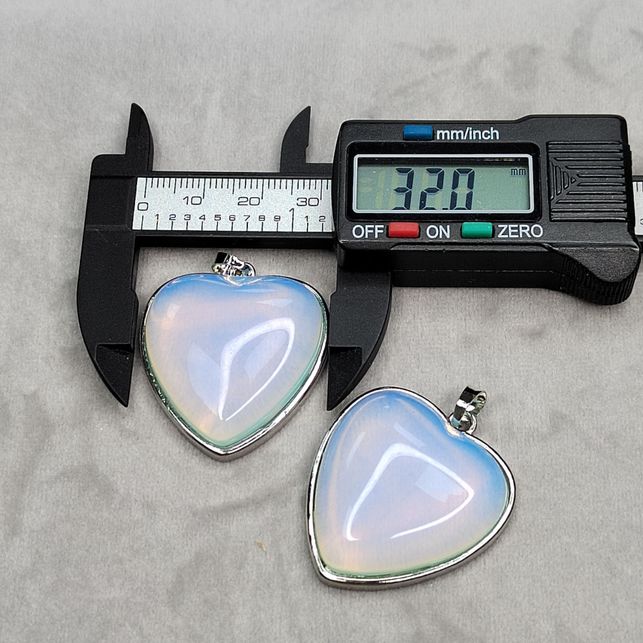 Крупная подвеска Сердце акриловое 34х32 мм, покрытие Родий, штука