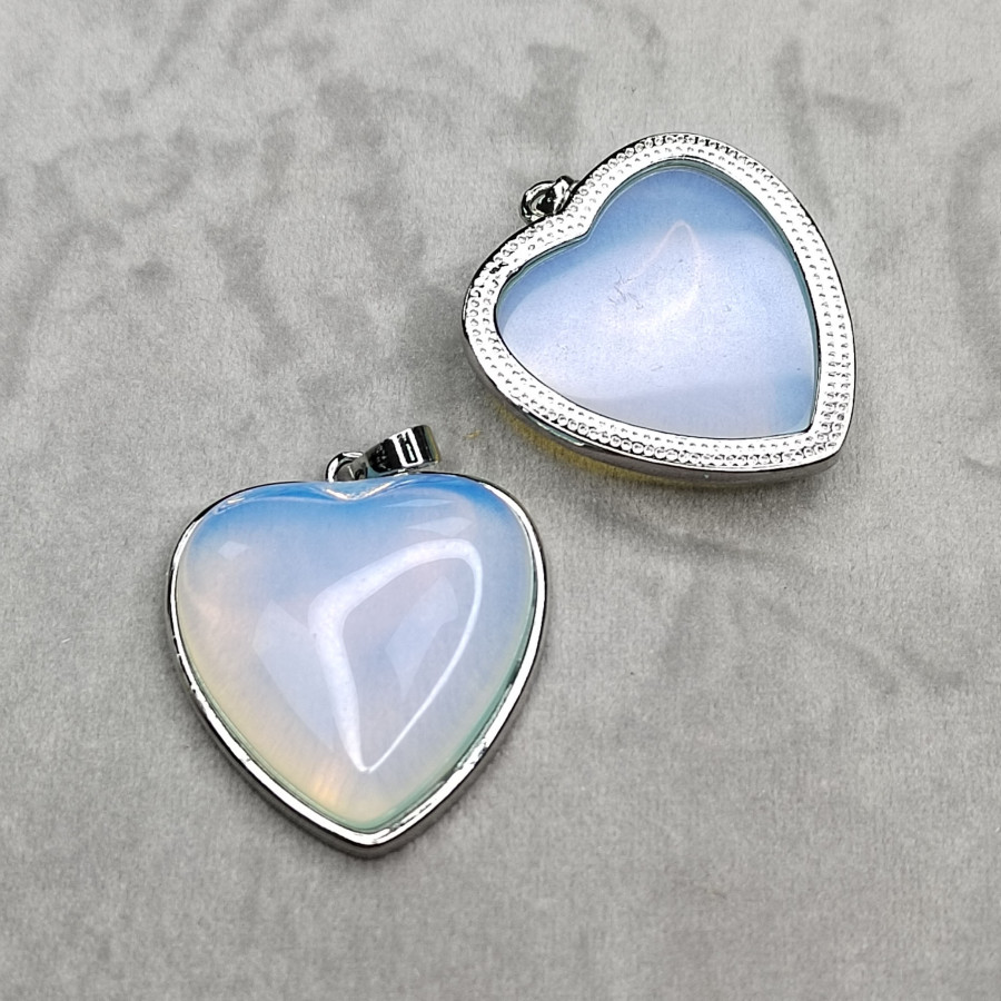 Крупная подвеска Сердце акриловое 34х32 мм, покрытие Родий, штука