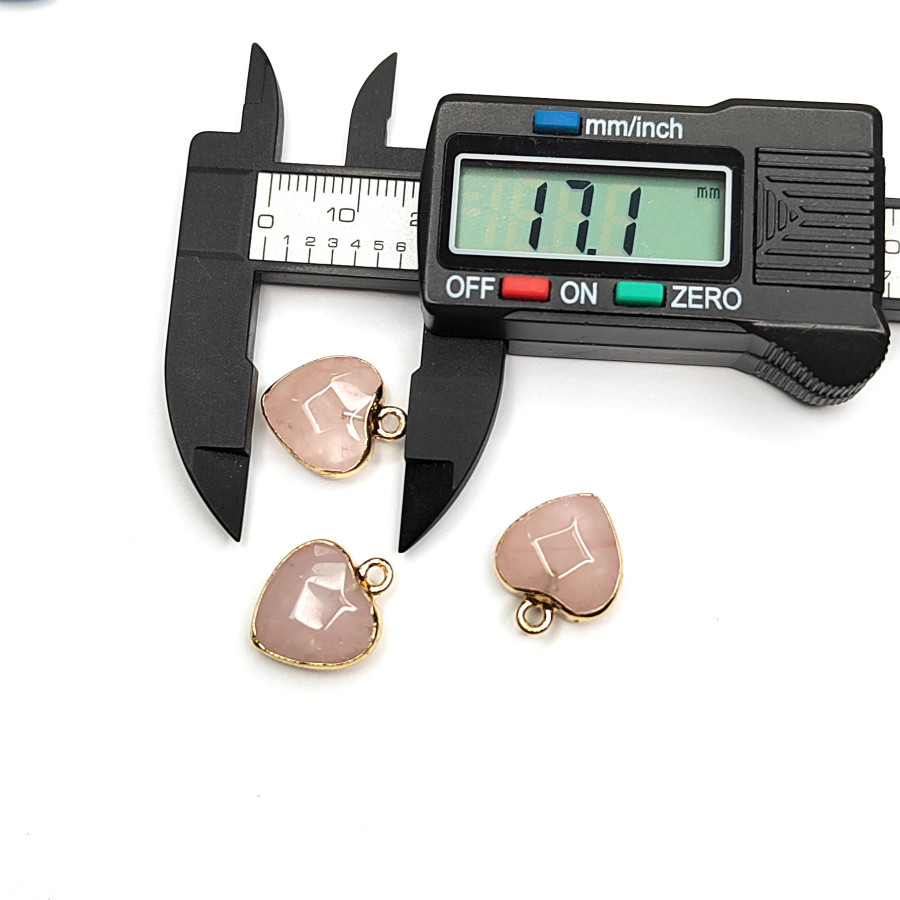 Подвеска Сердце Розовый кварц 17х14 мм, покрытие Позолота, штука