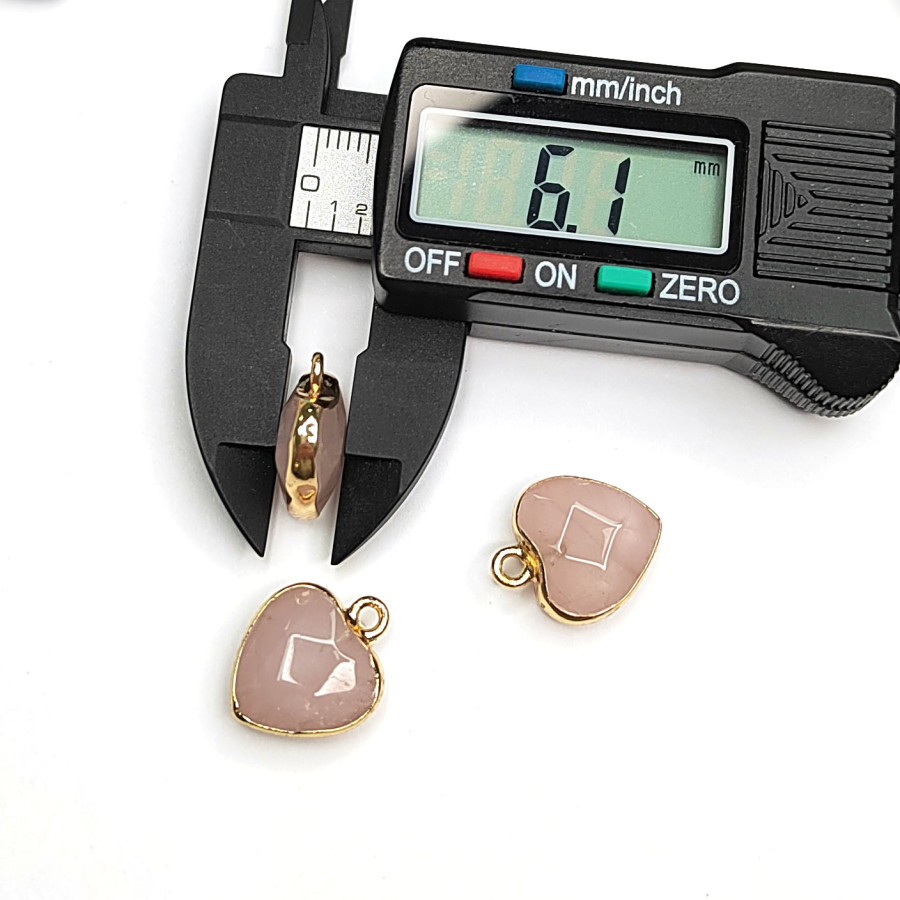 Подвеска Сердце Розовый кварц 17х14 мм, покрытие Позолота, штука