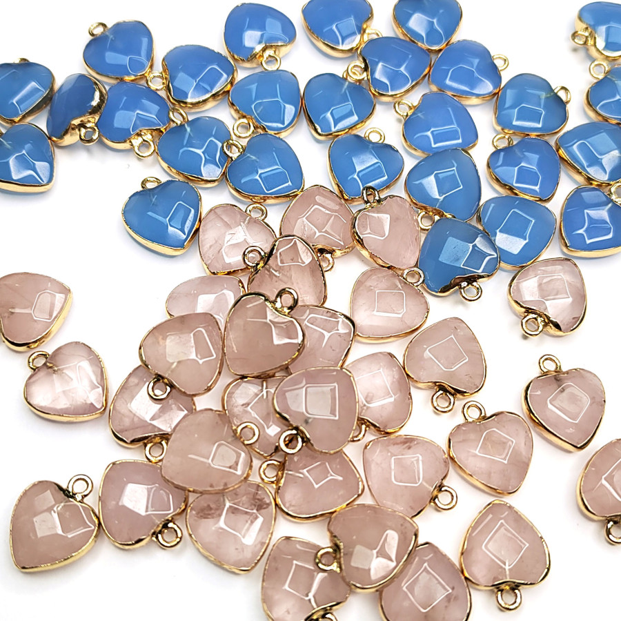 Подвеска Сердце кварц 17х14 мм, покрытие Позолота, штука