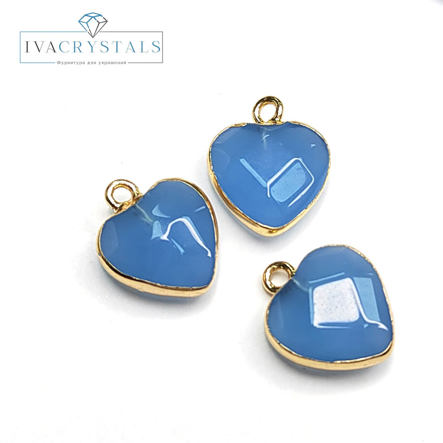 Подвеска Сердце кварц 17х14 мм, покрытие Позолота, штука