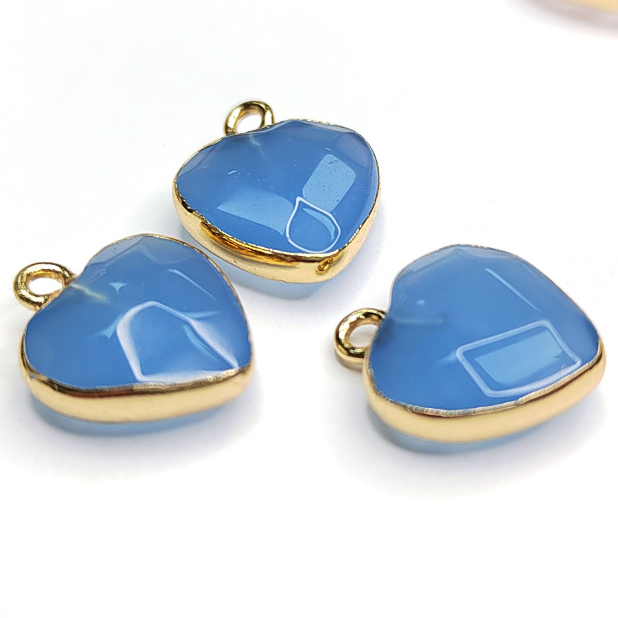 Подвеска Сердце кварц 17х14 мм, покрытие Позолота, штука